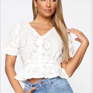 White Peplum Top Size M